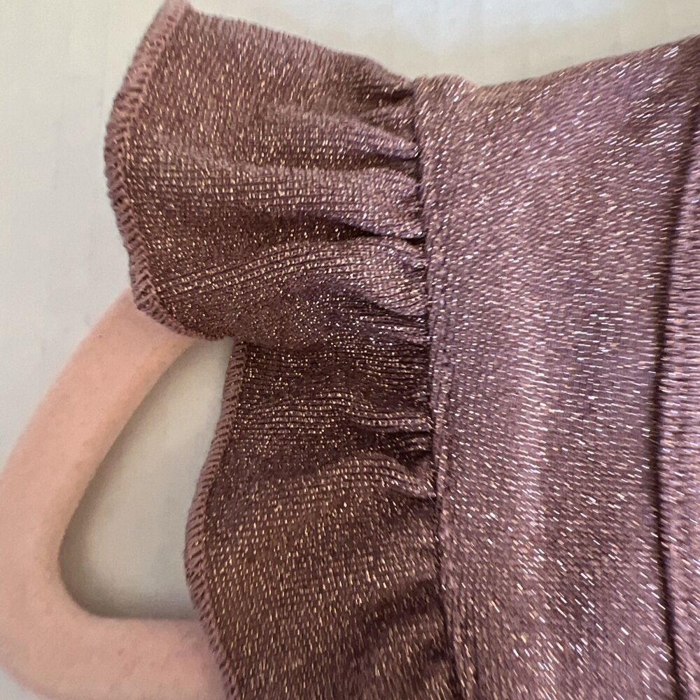 The Sunday By WearSundays M Kobie Tank Top Shirt Sleeveless Ruffles Lurex Rose - Picture 8 of 9